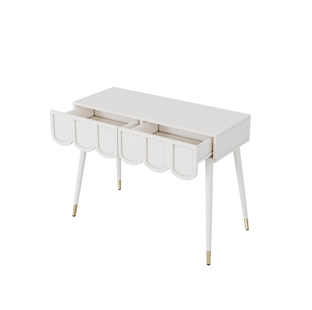SCHMINKTISCH aus MDF und Spanplatte 100x40x76 cm Weiß mit 2 Schubladen und Metallfüßen, auch als Schreibtisch nutzbar - Weiß, Holzwerkstoff (100/76/40cm) - Modfu