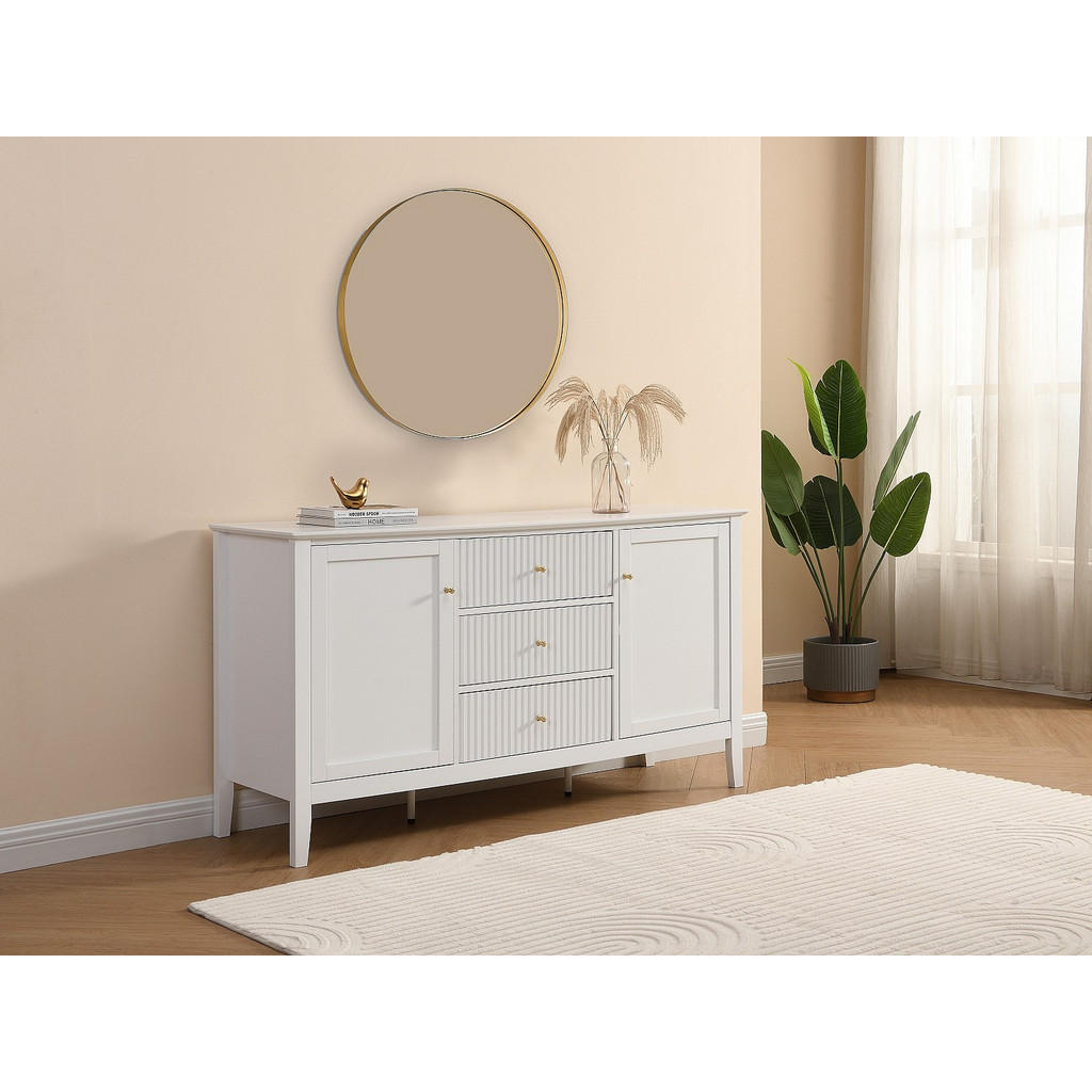 Thumbnail - Vente-Unique Sideboard, Weiß, Holz, Uni, 3 Schubladen, 140x75x40 cm, Wohnzimmer, Kommoden & Sideboards, Sideboards