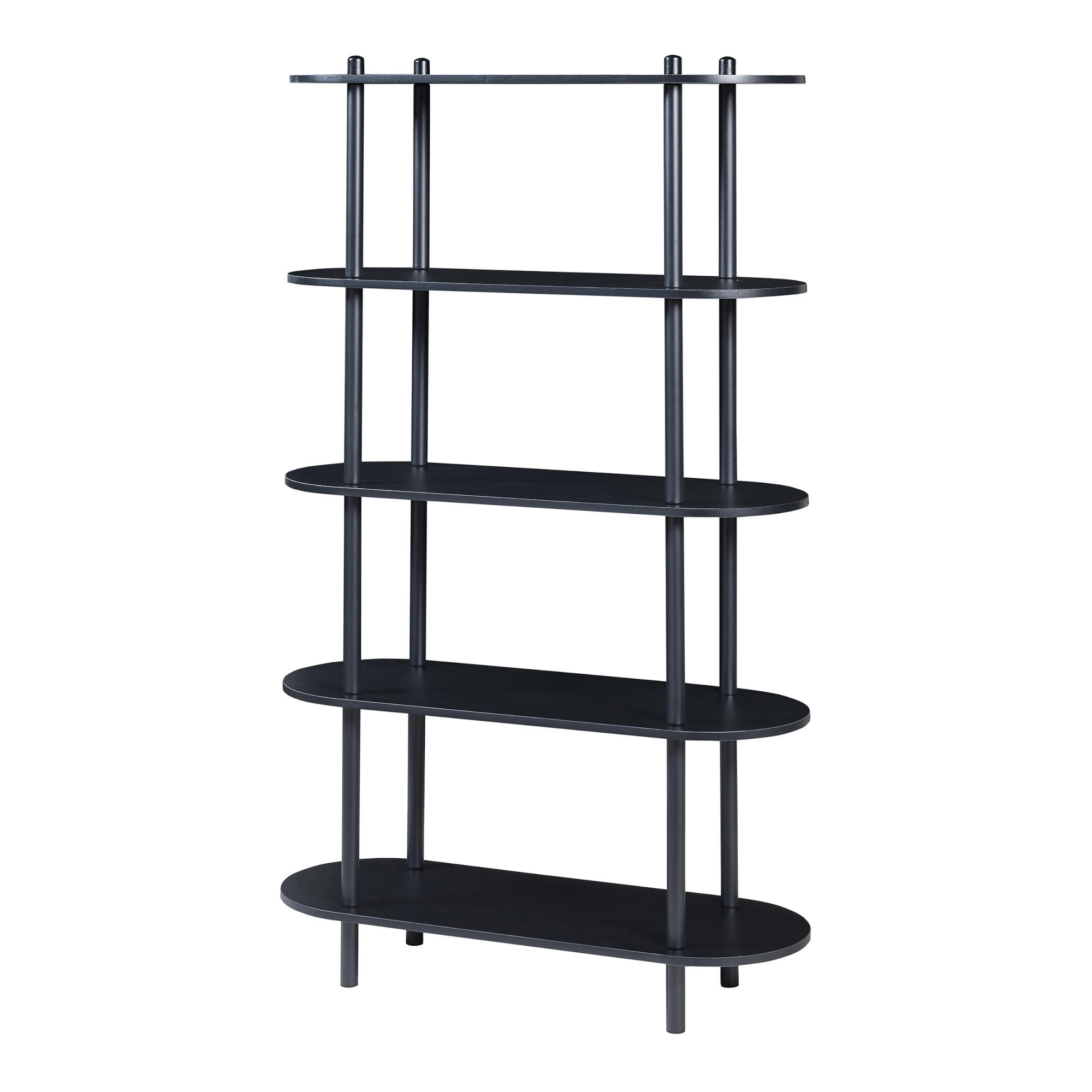 BÜCHERREGAL Øvre - Schwarz, Holzwerkstoff/Metall (80/139/30cm) - [en.casa]