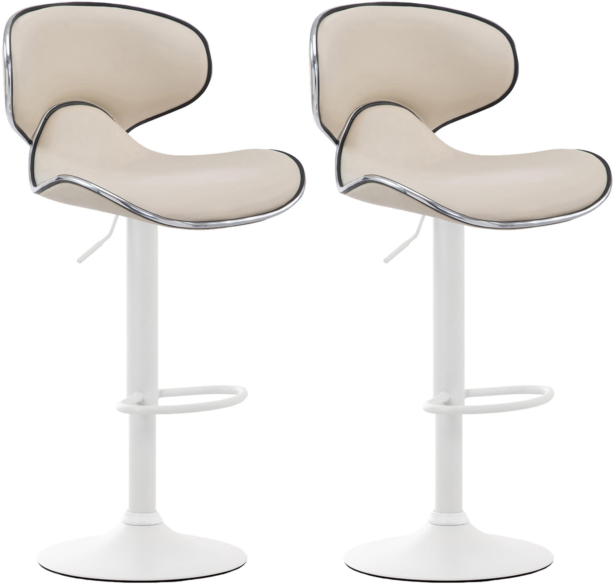 BARHOCKER 2er Set Lederlook creme - Creme/Weiß, Textil/Metall (46/88/49cm) - CLP