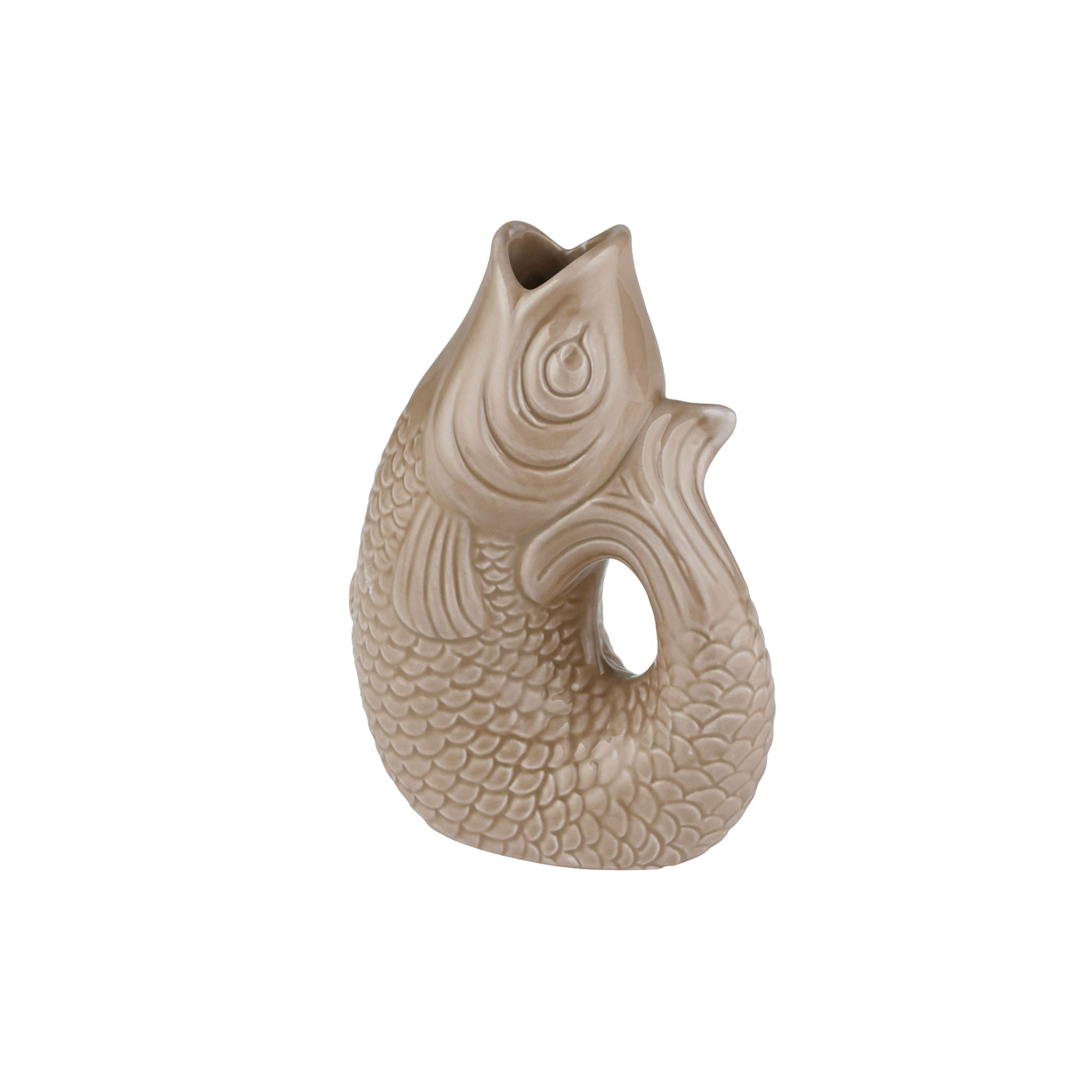VASE Monsieur Carafon XS, Fisch-Form, Steingut, Sandstone, 12.5 cm - Beige, Keramik (12.5cm) - Gift Company