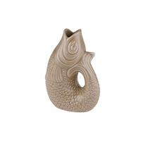 VASE Monsieur Carafon XS, Fisch-Form, Steingut, Sandstone, 12.5 cm - Beige, Keramik (12.5cm) - Gift Company