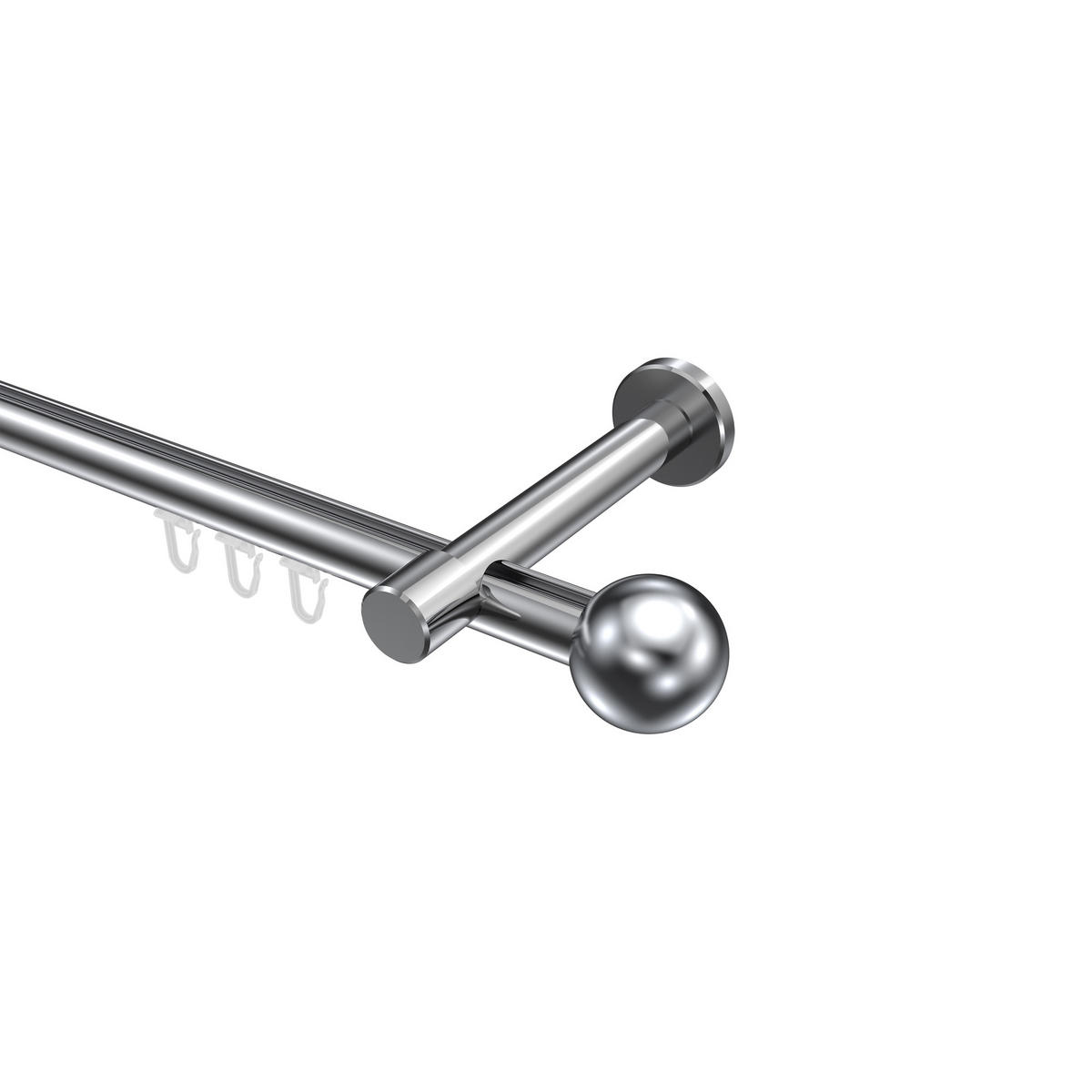 INNENLAUF-GARDINENSTANGEN-SET Prestige Luino 520 cm (geteilt in 4 x 130 cm), 1-läufig, 20 mm Ø Chrom - Chromfarben, Metall (520cm) - INTERDECO