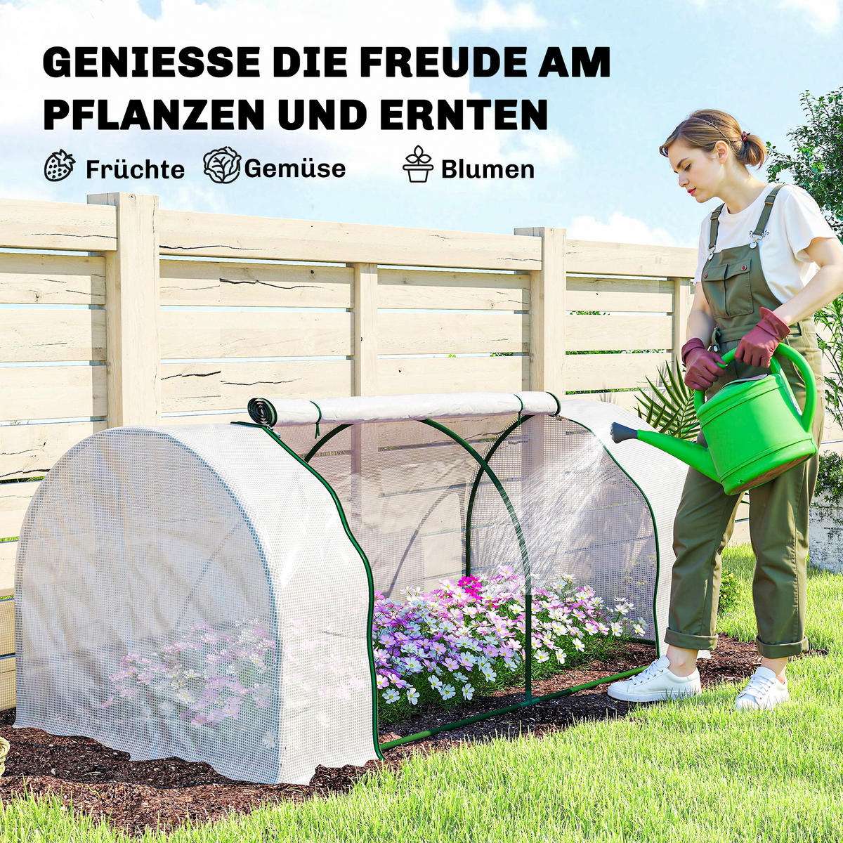 GEWÄCHSHAUS aus PE Stahl Weiß - Weiß, Metall (100/80/200cm) - Outsunny