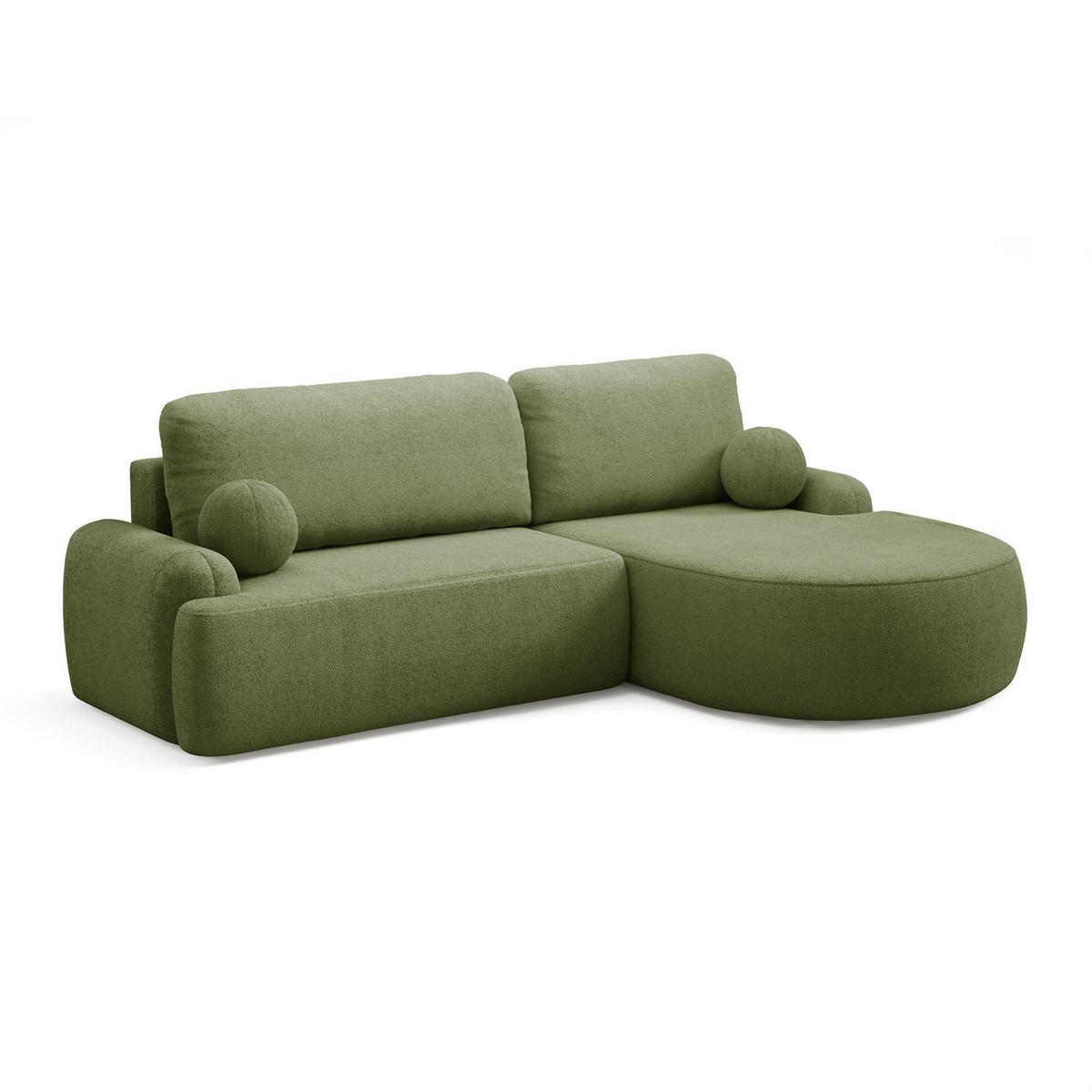 ECKSOFA CLEO mit Schlaffunktion Version Rechte QUELLE 38 - Grün, Kunststoff (264/172cm) - Lookway