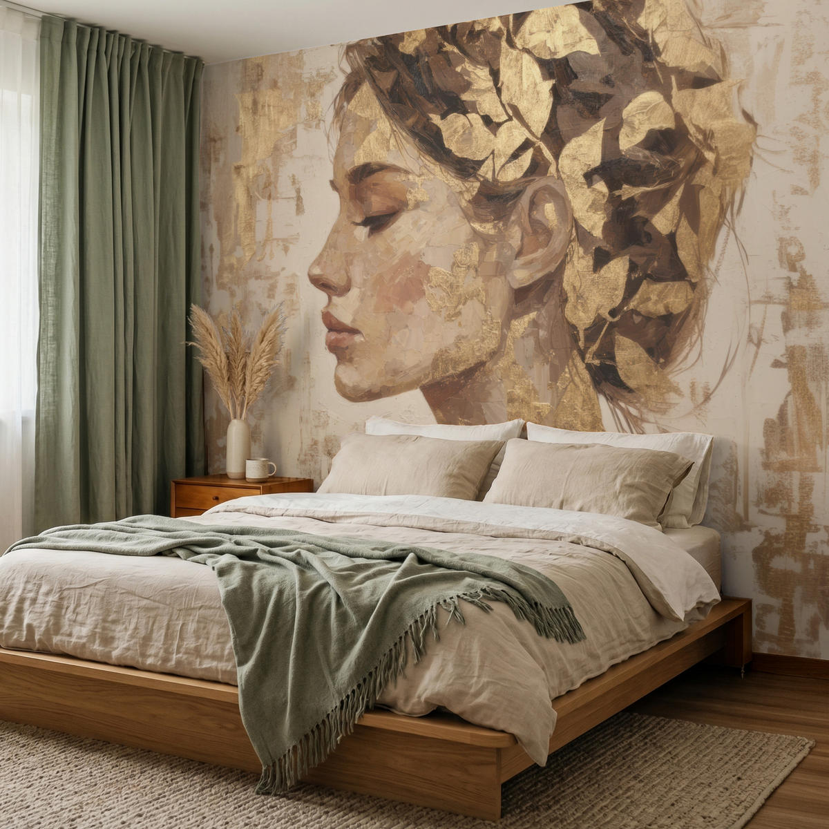 TAPETE - Frau - Gold - Abstrakt - Textur - 260x220 cm - Goldfarben, Papier (260/220cm) - OnlyWow