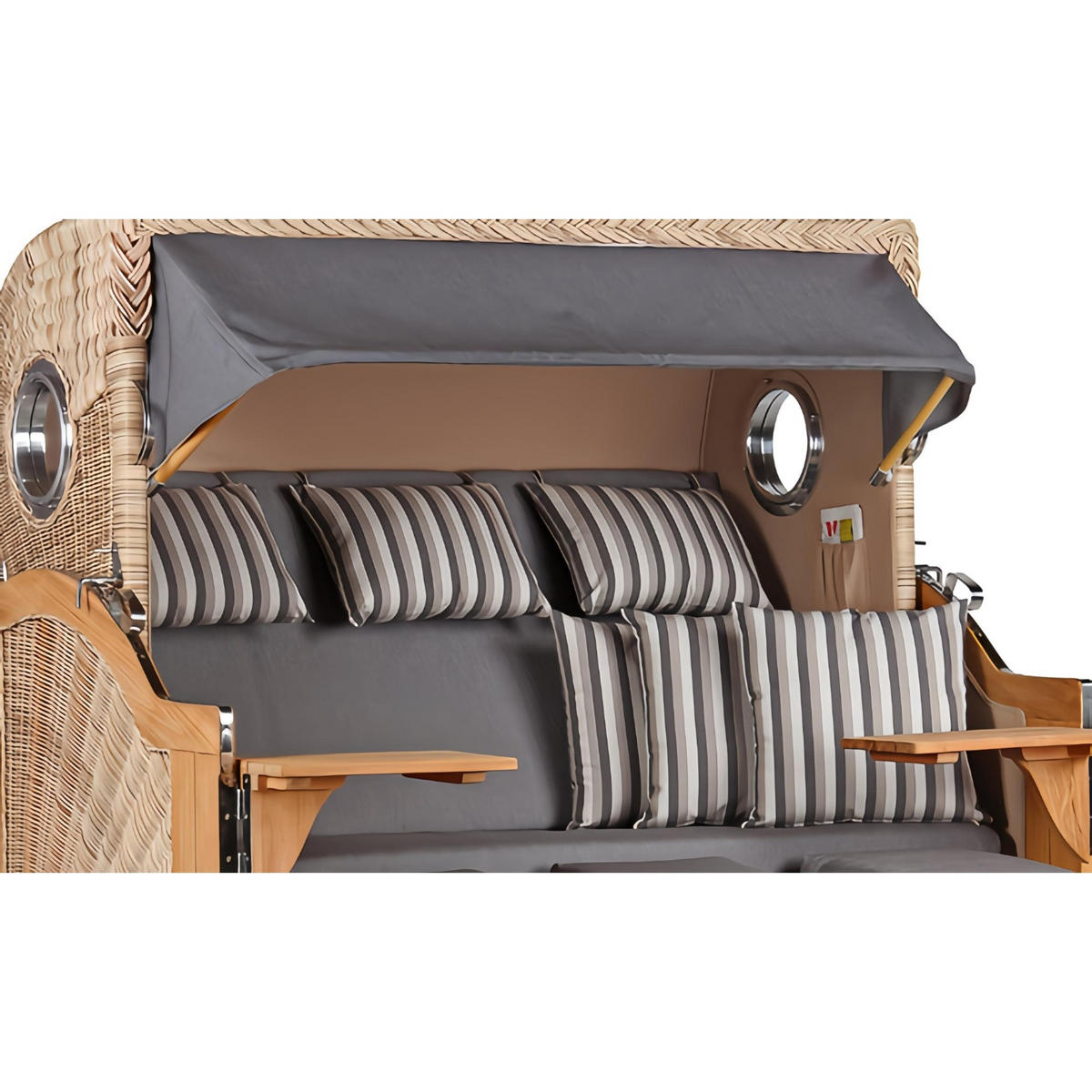 STRANDKORB XXL Baltikum mit Bullaugen - Braun/Grau, Metall (170/170/95cm) - Mr. Deko