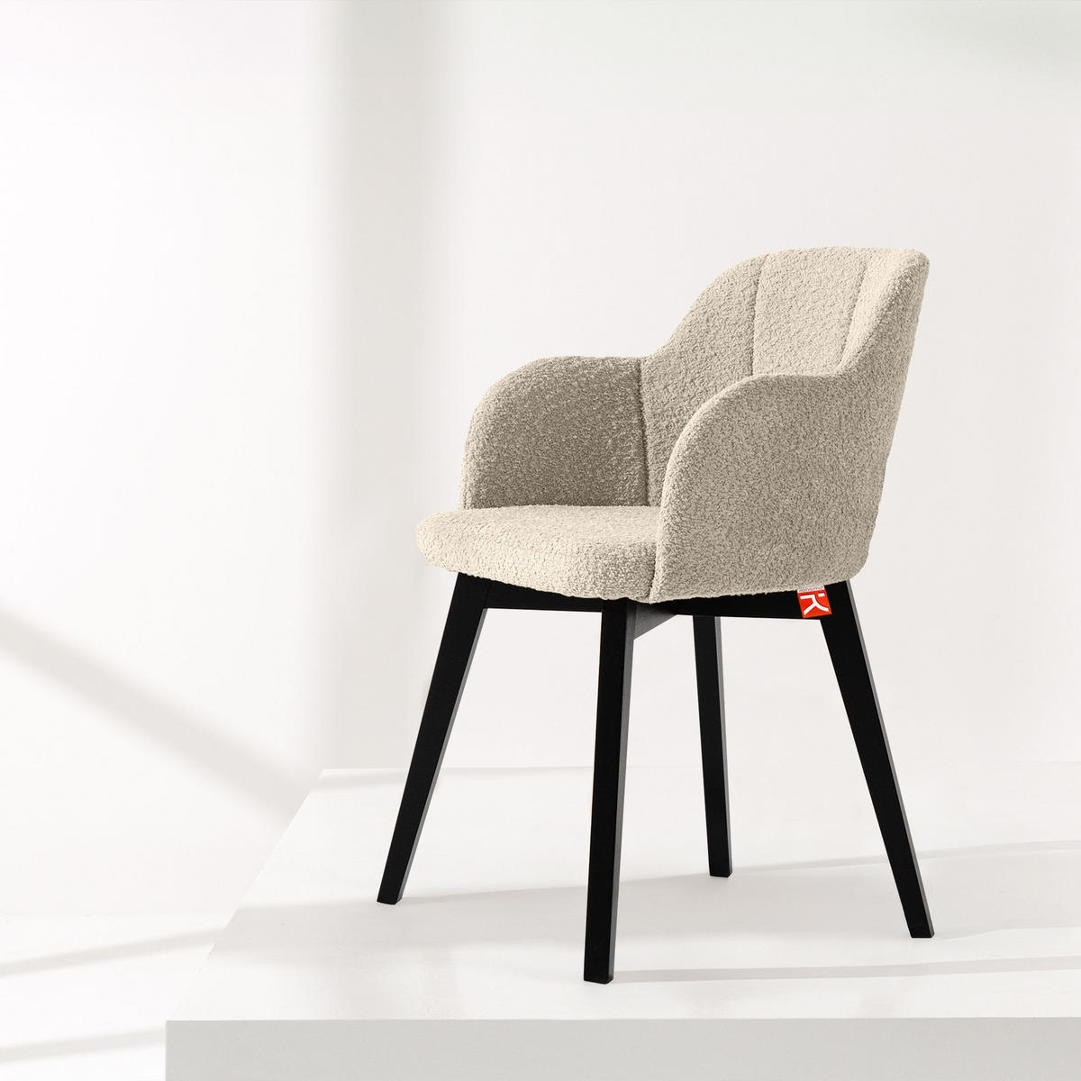 POLSTERSTUHL LONIS Esszimmerstühle 2er Set - Beige/Schwarz, Holz/Textil (55/82/54cm) - KONSIMO®