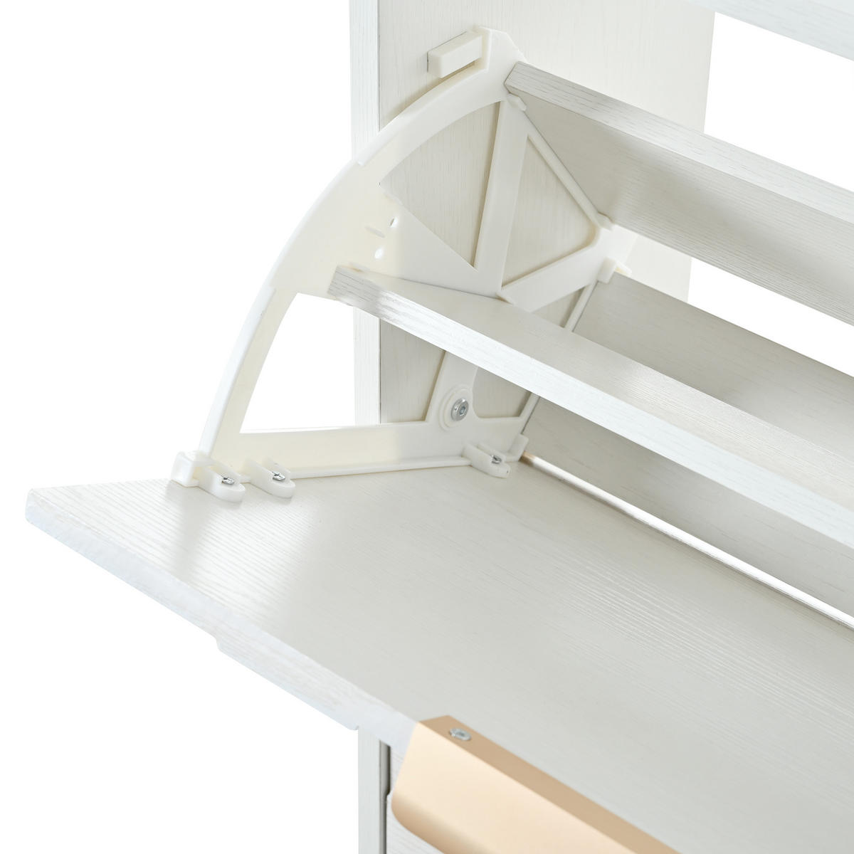 SCHUHSCHRANK aus MDF 105x24x90cm in Weiß mit 4 Klappfächern - Weiß, Holzwerkstoff (105/90/24cm) - Modfu