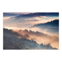 FOTOTAPETE Nebel bei Sonnenuntergang 336/225 cm - Eichefarben, Papier (336/225cm) - Bilderwelten