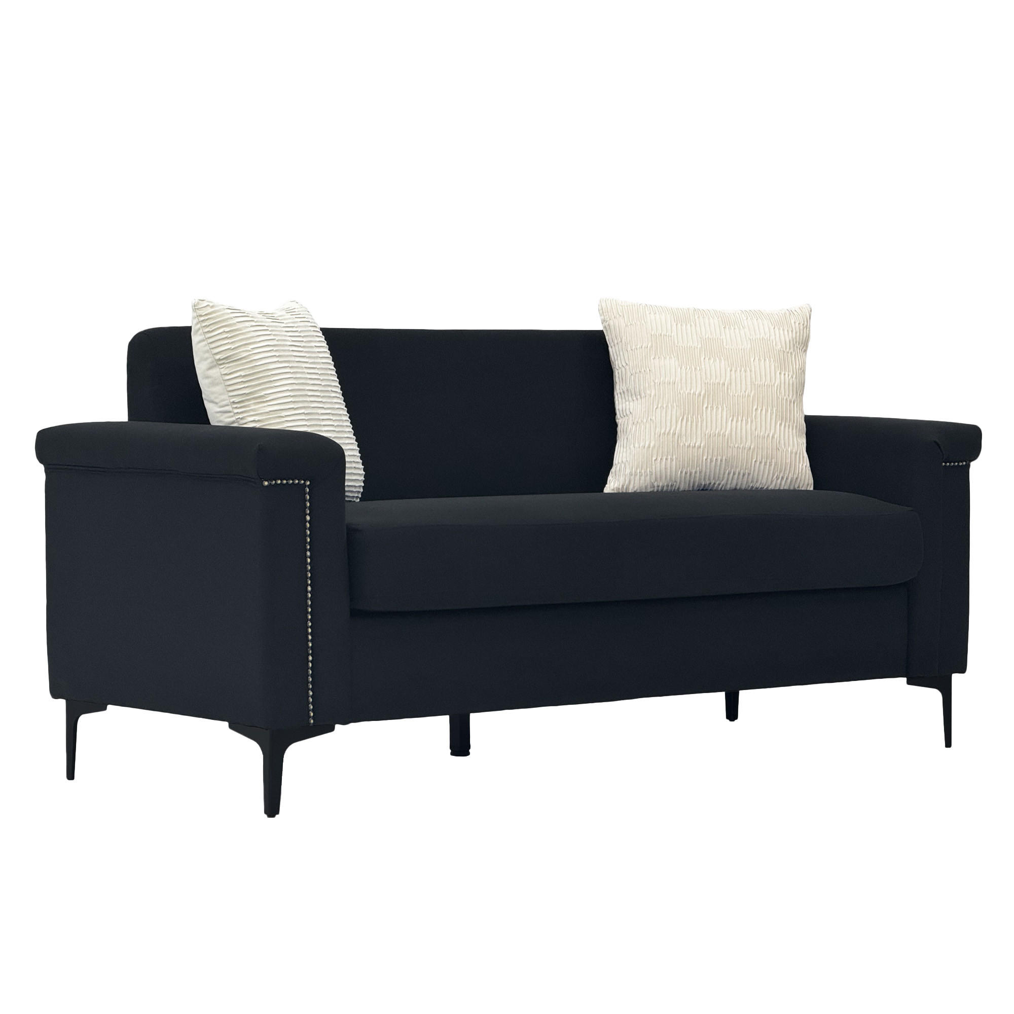 2-SITZER-SOFA aus Sperrholz & Massivholz 172x73,5x81,5 cm mit Federkern, schwarz - Schwarz, Textil (73.5/81.5/172cm)