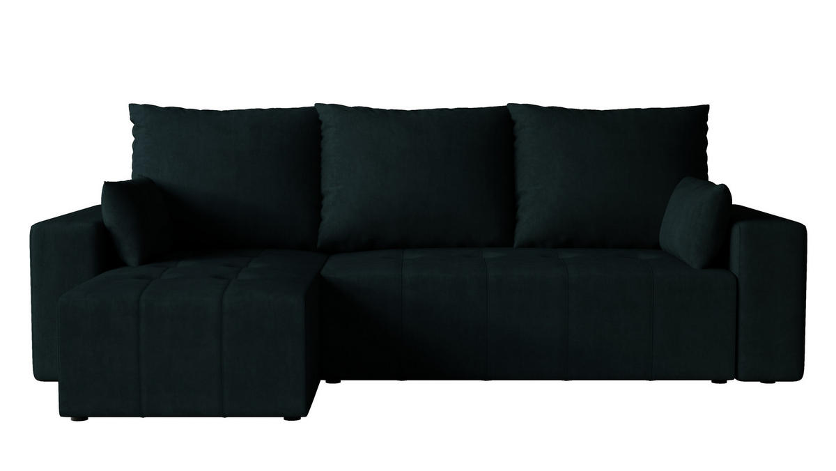 ECKSOFA Tico mit Bettkasten und Schlaffunktion, L-Form/XL-Form, Velourstoff, Universal - Anthrazit, Holzwerkstoff (246/145cm) - 4ALL HOME