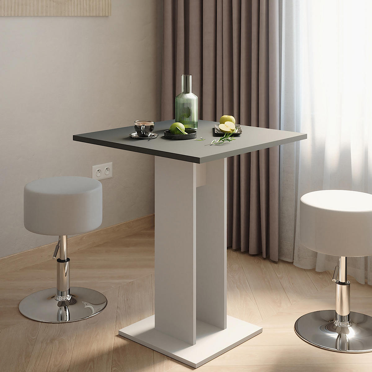 JÍDELNÍ STŮL SESTAVA Repose Bílá/antracitová - bílá, kompozitní dřevo (65/78/65cm) - Vicco