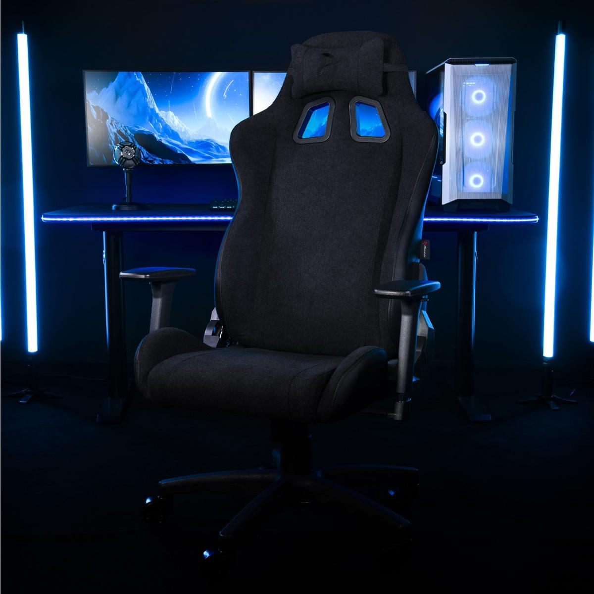 GAMINGSTUHL Avanti Soft Fabric™ Reines Schwarz - Schwarz, Kunststoff/Textil (70/135/47cm) - Arozzi