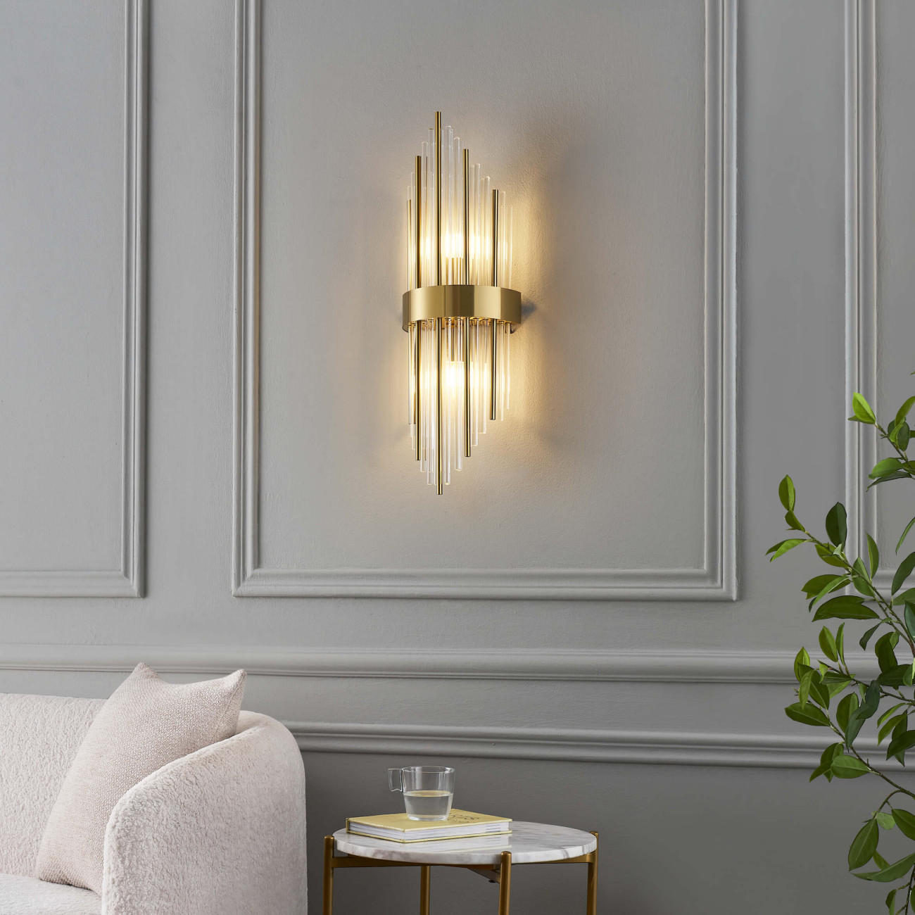 WANDLEUCHTE Dania, Transparent und goldfarben, 60cm - Transparent, Glas (20/20/60cm) - KOSILUM