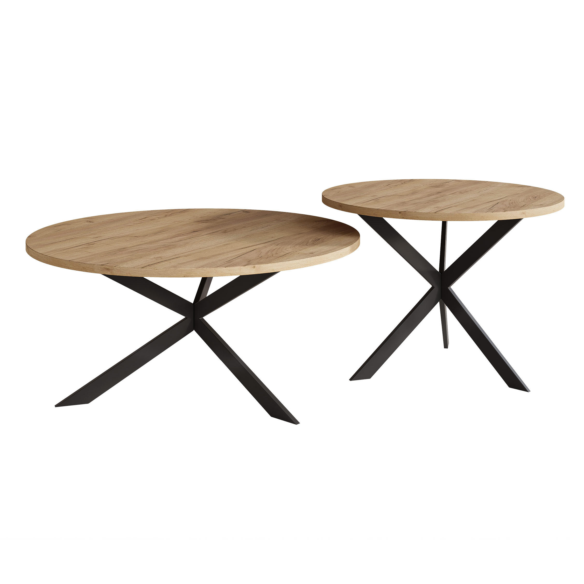 KONFERENČNÍ STOLEK LIBERO kulatý z MDF, černý / dub Craft Gold - černá/dub Wotan, kov/kompozitní dřevo (75/75/36cm) - Idohome