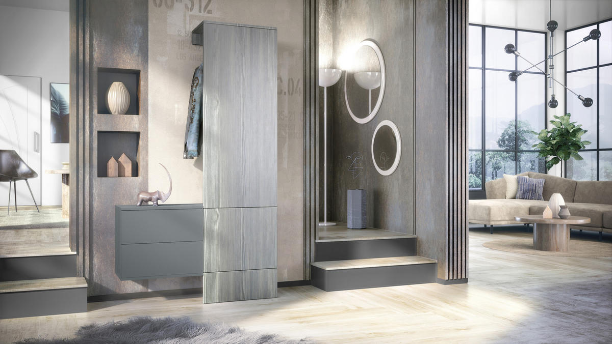 GARDEROBE Carlton Paneel in Avola-Anthrazit - Anthrazit, Holzwerkstoff (105/193/35cm) - Vladon