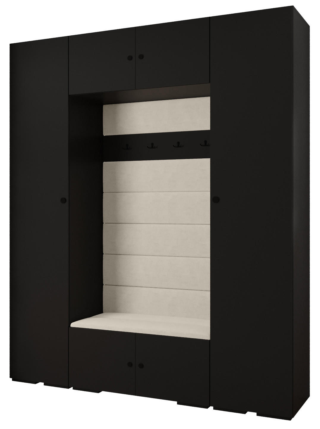 Abiks Möbel Garderoben-Set Schwarz, Beige, Schwarz 200x236.7x47 cm
