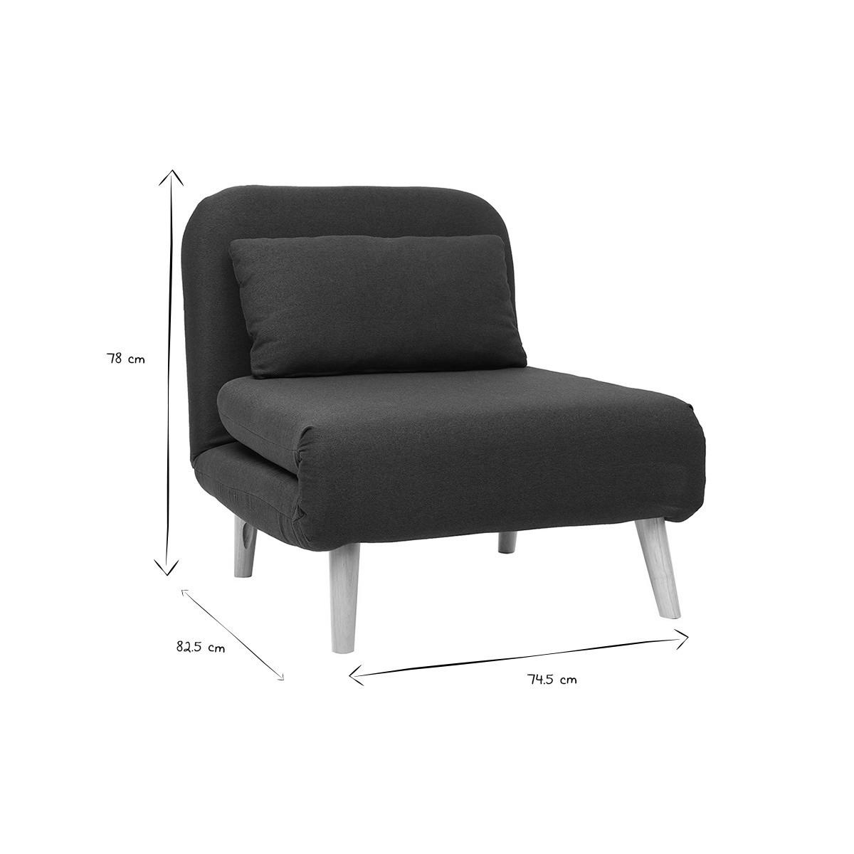 SCHLAFSESSEL Skandinavisch Stoff Dunkelgrau AMIKO - Dunkelgrau, Textil (82.5/78/74.5cm) - Miliboo