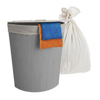 ECKWÄSCHEKORB - Grau, Holz/Textil (36/60/36cm) - Relaxdays