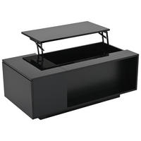 COUCHTISCH DE-37103 höhenverstellbar mit LED und verstecktem Stauraum Schwarz - Schwarz, Holzwerkstoff (100/50/40cm) - ComfortXL