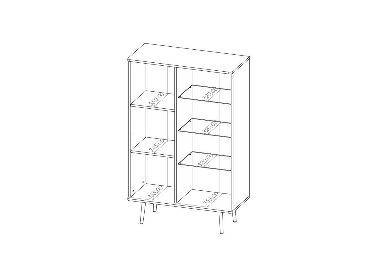 STANDVITRINE Pinelli 2-türig mit Metallfüße - Schwarz/Braun, Glas/Holzwerkstoff (90/140/41cm) - Ravio