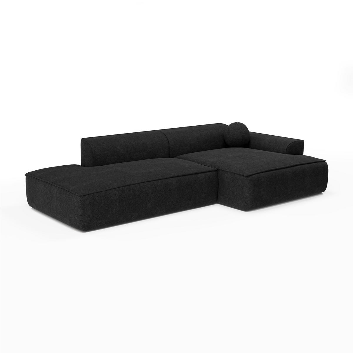 ECKSOFA RECHTS Rastergewebe Anthrazitgrau 260cm - Dunkelgrau/Anthrazit, Textil (260/155cm) - Sia Home