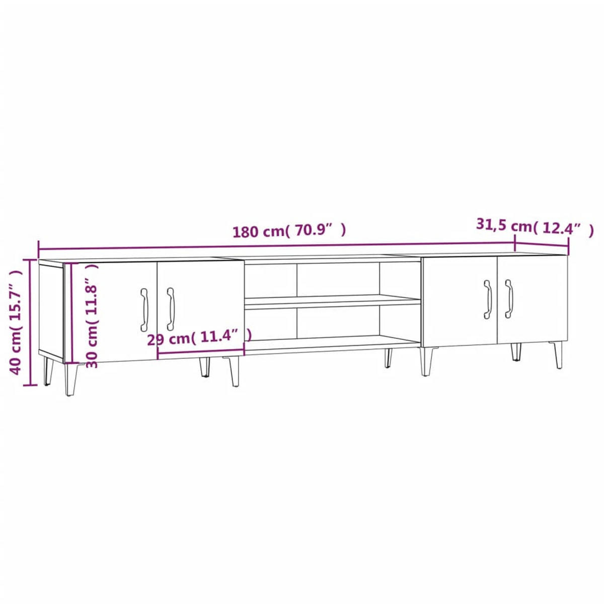 TV-SCHRANK Grau Sonoma 180/31,5/40 Cm Holzwerkstoff - Grau, Holzwerkstoff (31.5/40/180cm) - vidaXL
