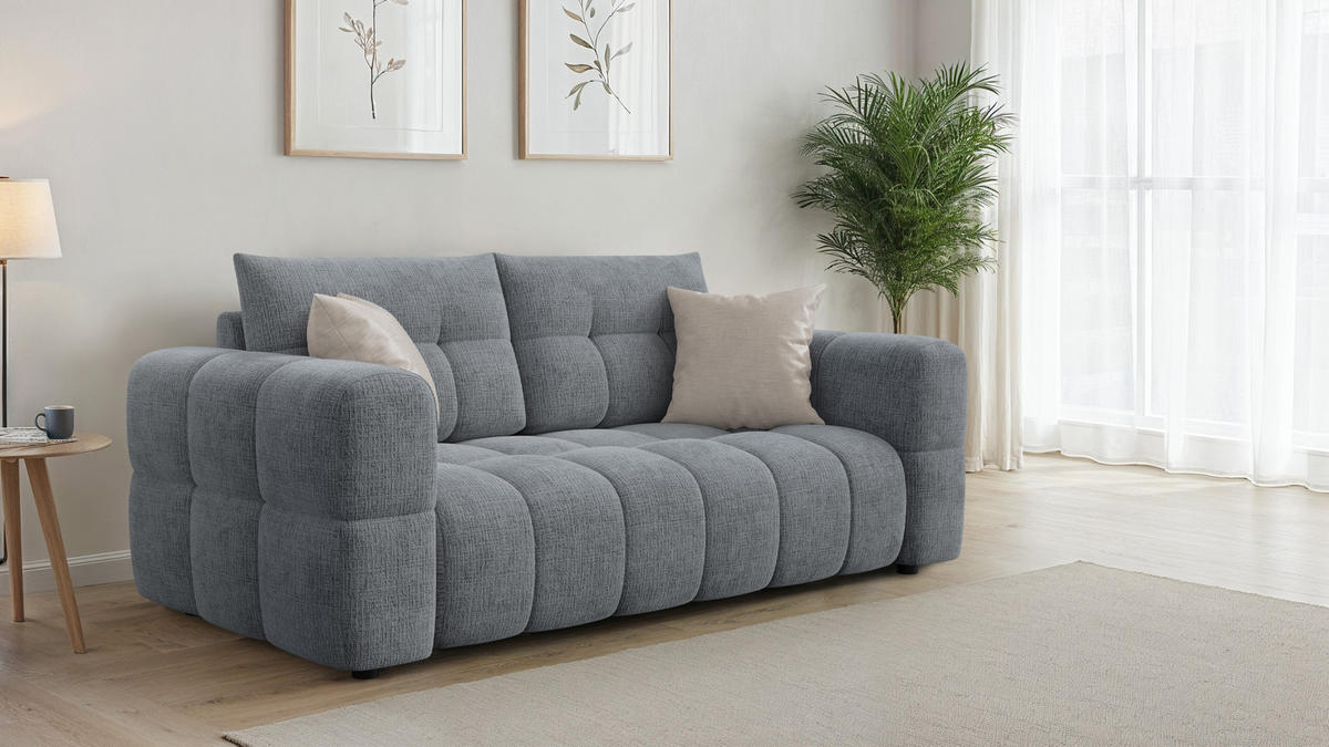 SOFA CLOUDI 2,5-Sitzer, dunkelgrau - Dunkelgrau/Schwarz, Holz/Textil (211/89/104cm) - Courtois Laville