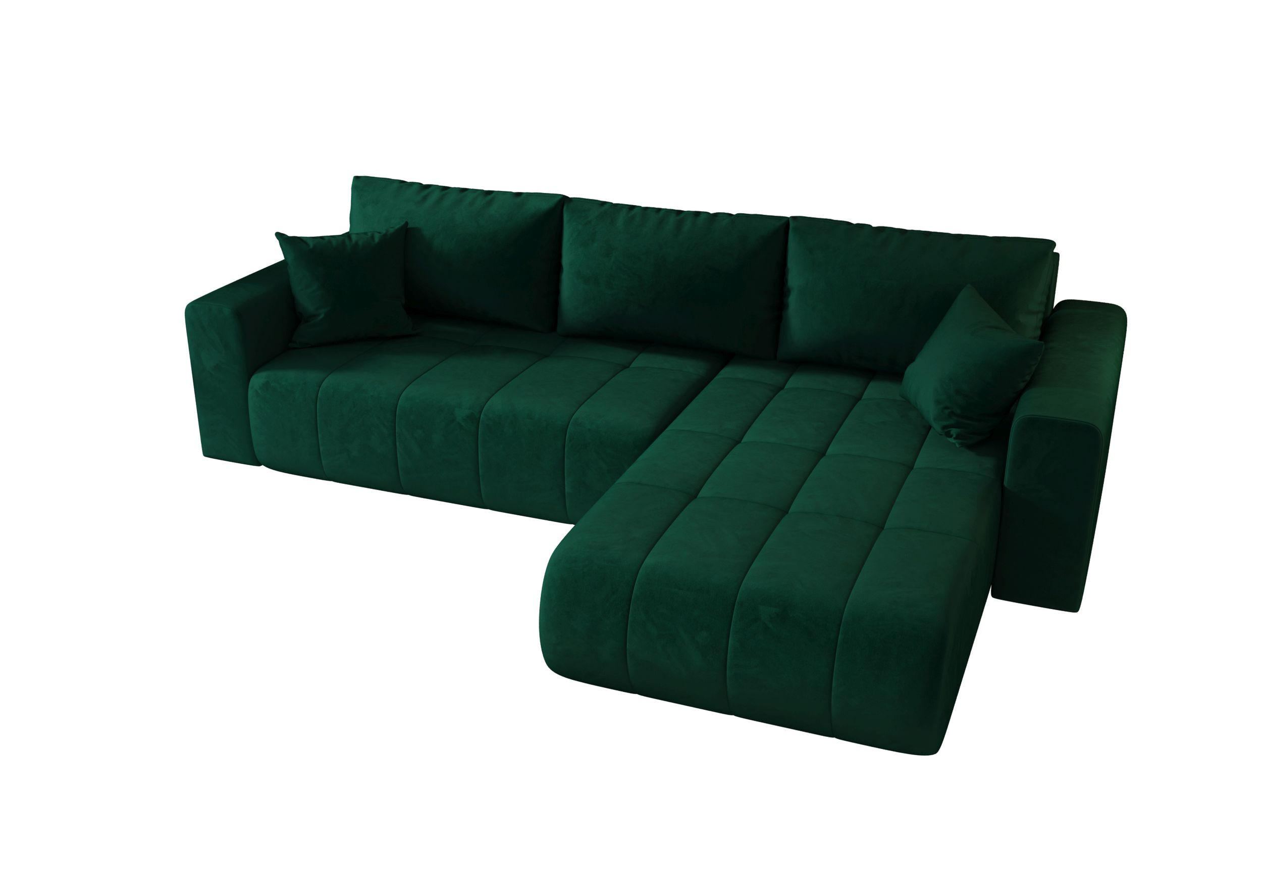 ECKSOFA mit Schlaffunktion MILO R Monolith 37 Rechts - Grün, Textil (280/175cm) - Bedante