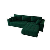 ECKSOFA LARA rechts grün Velours Monolith 37 - Schlaffunktion, Bettkasten - Grün, Textil (280/174cm) - Cornero