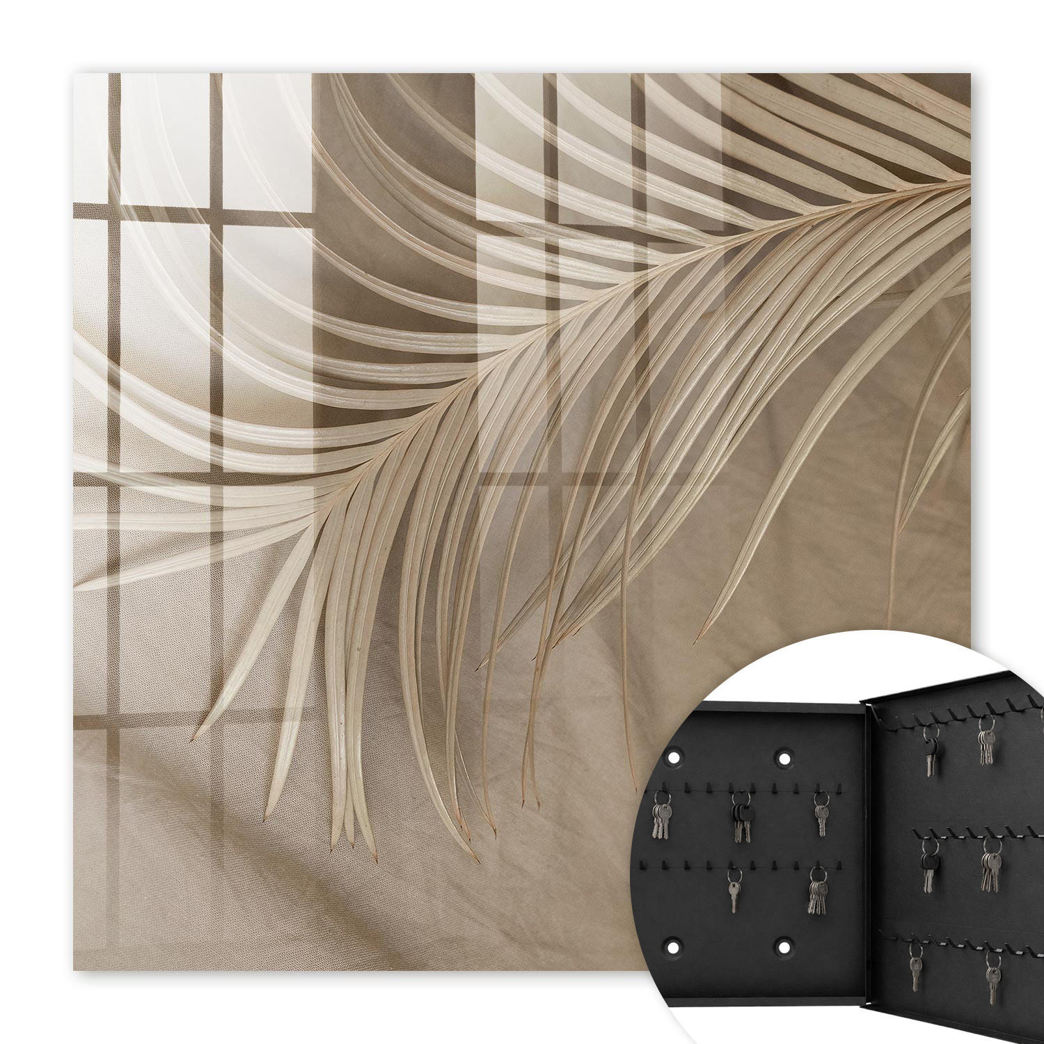 SCHLÜSSELBOX Schwarz 30x30 cm- Türöffnung nach rechts - Natürliche Eleganz - Beige, Metall (30/30/5cm) - TULUP