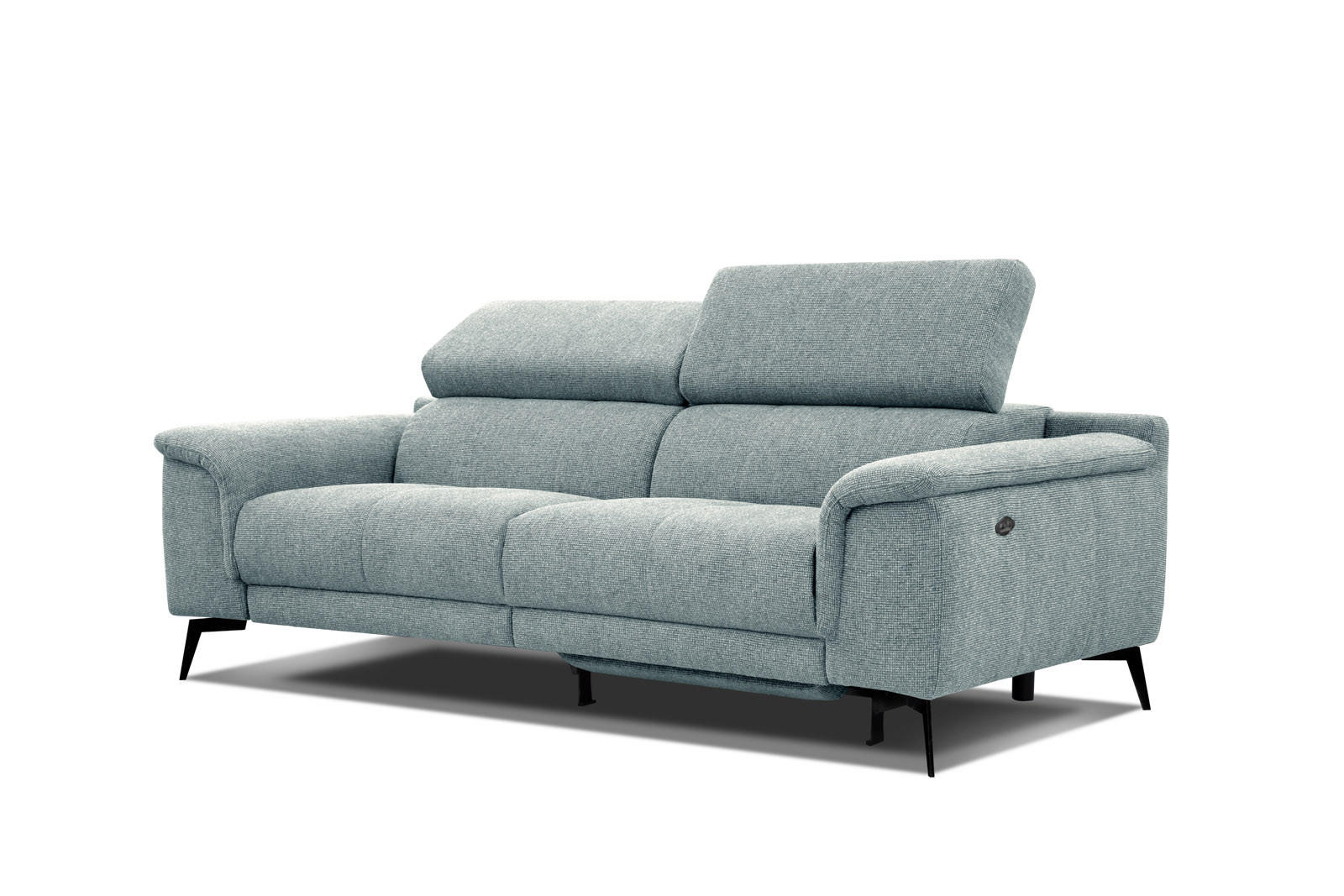 RELAXSOFA FIERO 3-Sitzer mit 1 Relaxfunktion, mintgrün - Schwarz/Mintgrün, Holzwerkstoff/Textil (212/82/103cm) - Courtois Laville
