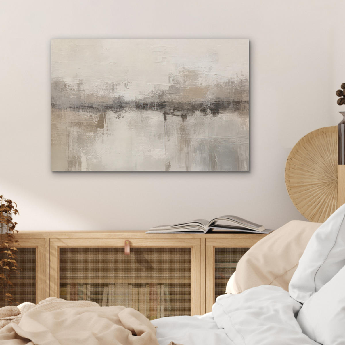 AKUSTIKBILD Moderne Kunst - Abstrakt - Beige Wanddeko 70x50 cm - Beige, Kunststoff (70/50/0.9cm) - MuchoWow