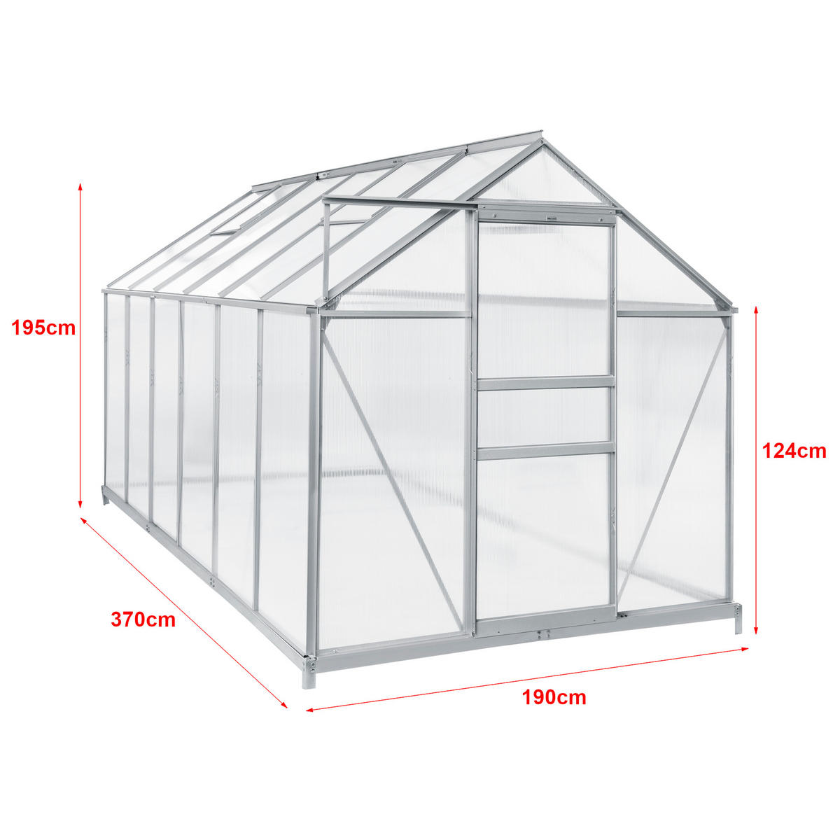 TREIBHAUS Oisterwijk - Transparent, Kunststoff/Metall (370/195/190cm) - [en.casa]