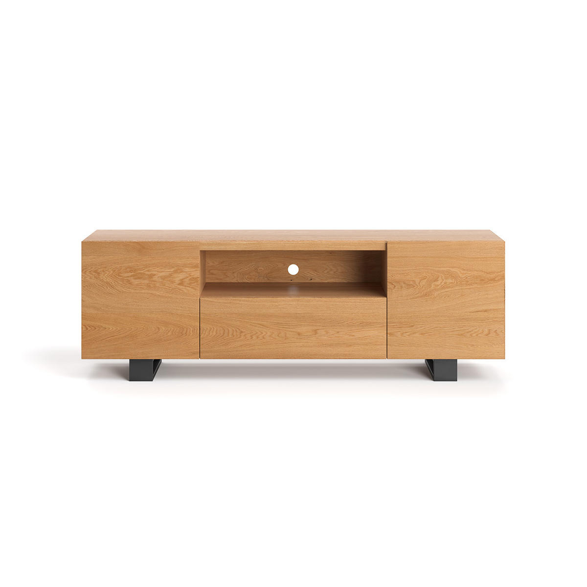 TV-SCHRANK Lift aus massivem Eichenholz 200 cm - Eichefarben/Naturfarben, Holz (200/60/40cm) - Danzz