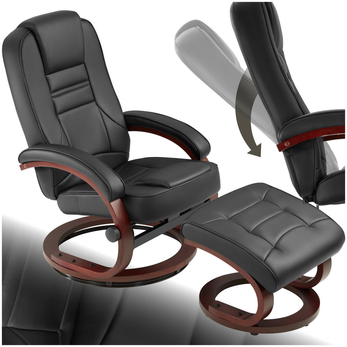 FERNSEHSESSEL Willy,Belastbarkeit 150 kg,schwarz/braun - Schwarz/Braun, Textil (68/102/109cm) - tectake