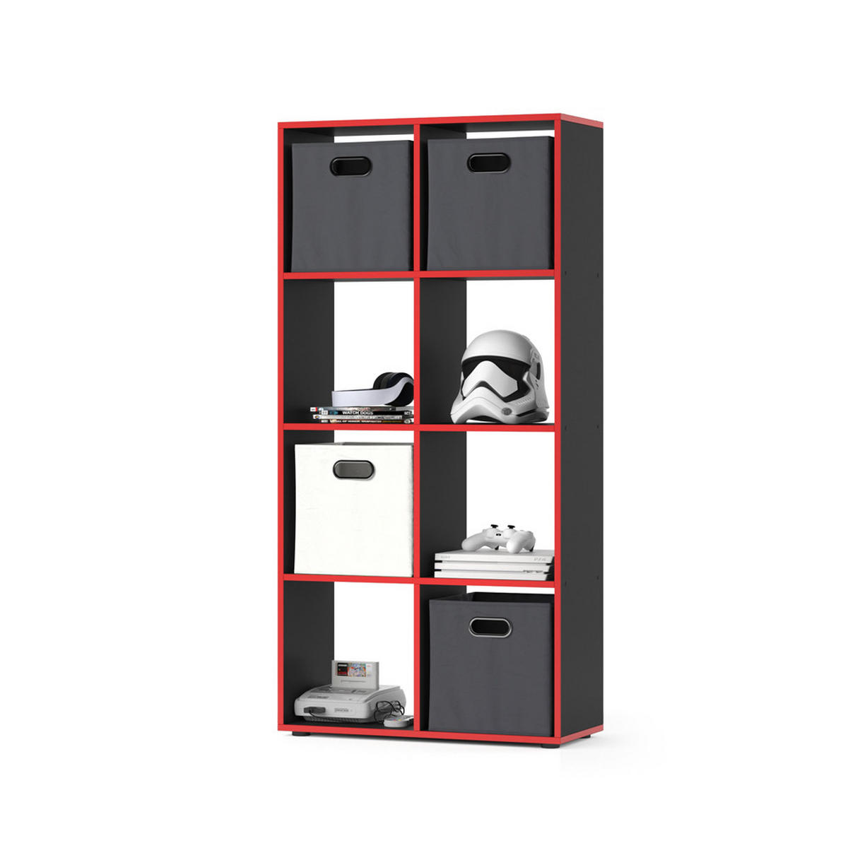 RAUMTEILER Scutum Schwarz/Rot 143 x 72 cm - Rot/Schwarz, Holzwerkstoff (143/72/29cm) - Vicco