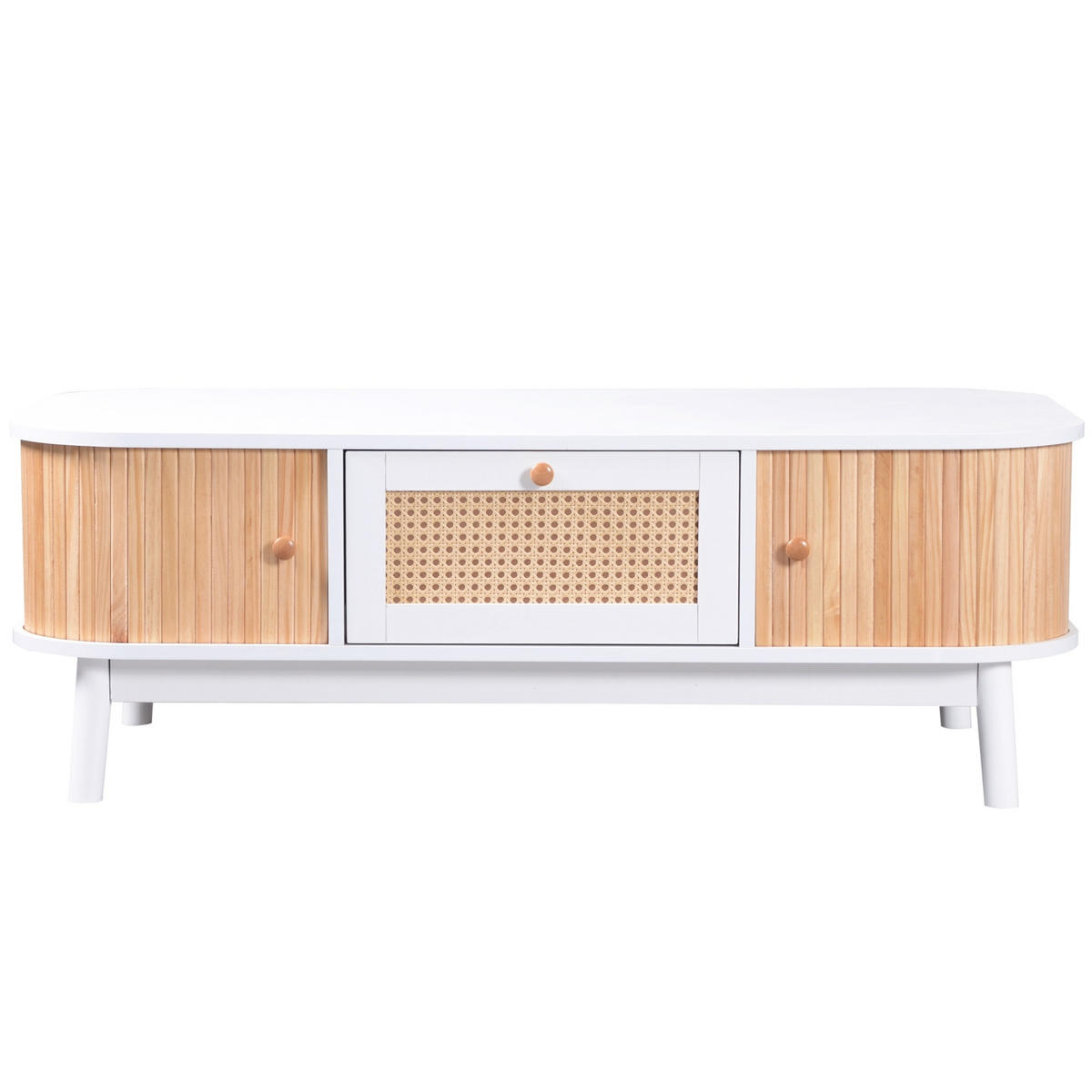 COUCHTISCH mit Stauraum 110 x 55 cm MDF Weiß - Weiß, Holz (110/55/38.5cm) - Meubliv