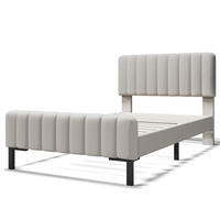 POLSTERBETT 90/200 cm Grau-Beige mit verstellbarem Kopfteil und Lattenrost aus Leinen Mit Matratze - Grau, Textil (90/200cm) - OKWISH