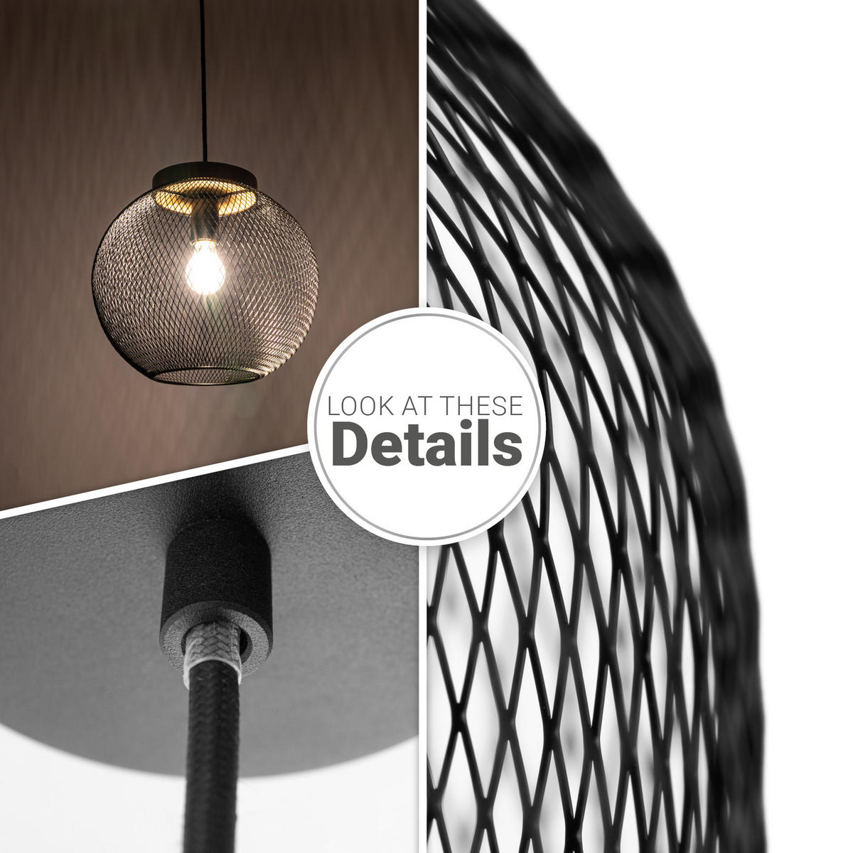 PENDELLEUCHTE Trapu S - Schwarz, Metall (35/35/31cm) - Paco Home