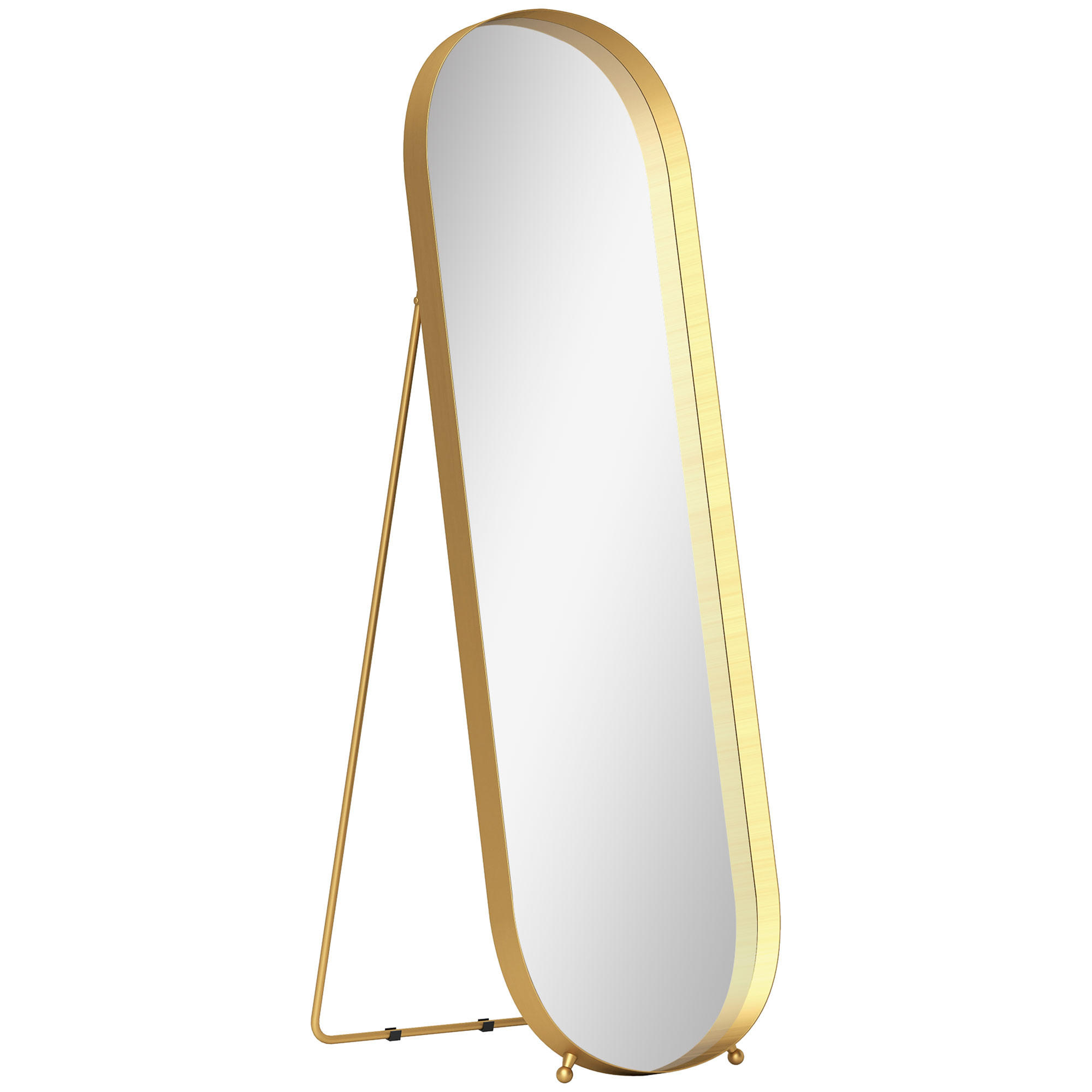 GANZKÖRPERSPIEGEL 160 x 50 cm Gewölbter Standspiegel mit Metallrahmen, Gold - Goldfarben, Metall (6/160/50cm) - HOMCOM