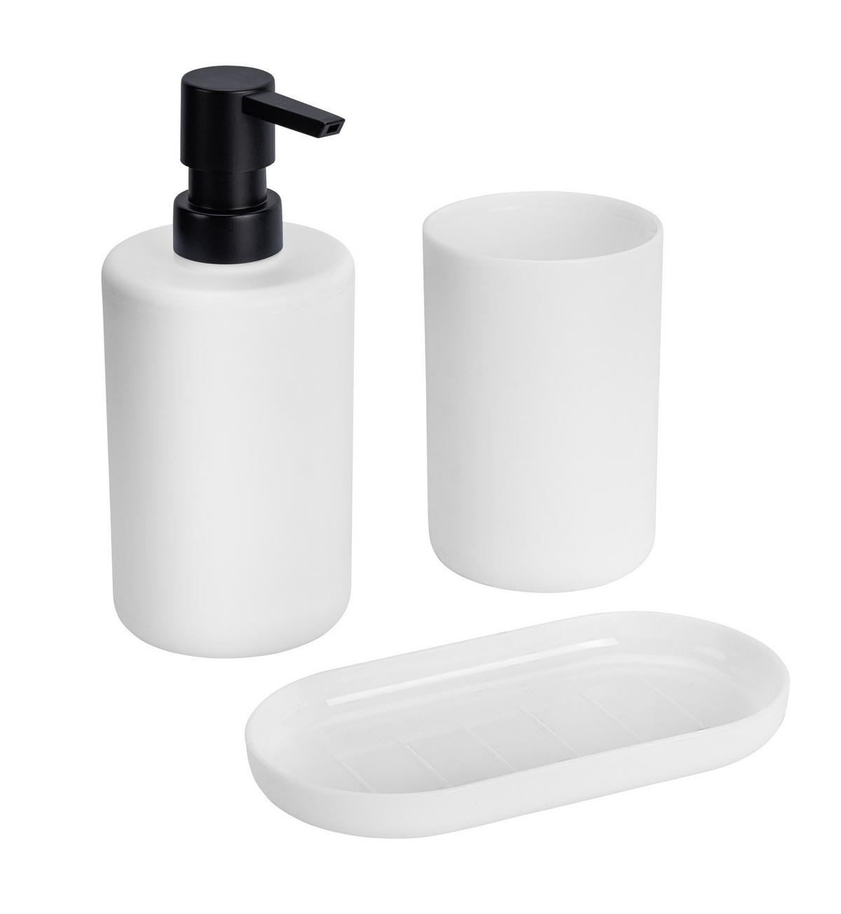 BADEZIMMER-SET Seifenspender Fano 350 ml 8,3/17,4/16 cm - Weiß, Kunststoff (17.4/16/8.3cm) - Allstar