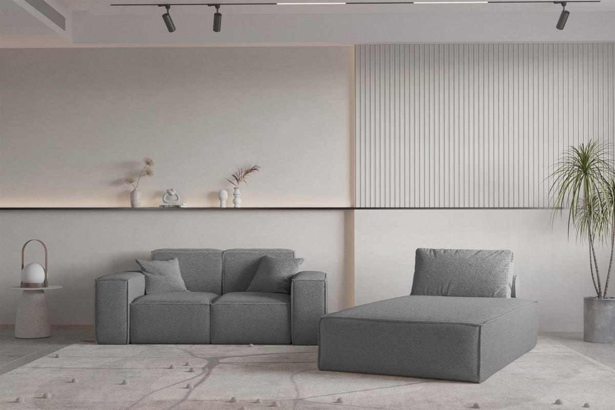 SOFA Sezlong Celes Premium 2er-set - Grau, Holzwerkstoff/Textil (110/95/194cm) - Fun Möbel