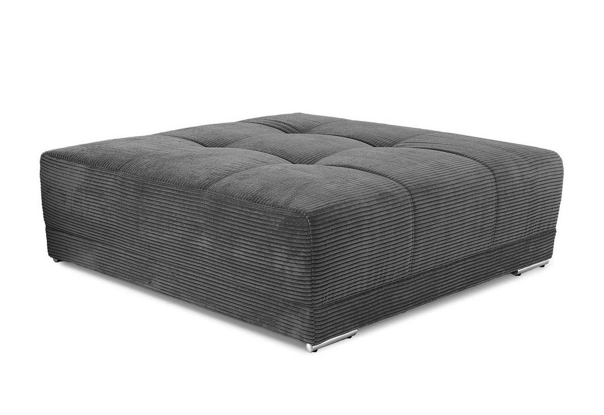 XXL-HOCKER Federkern B120/T120/H39 cm (passend zum BIG-SOFA) Cord Grau Anthrazit / 15175 - Chromfarben/Schieferfarben, Textil/Metall (120/39/120cm) - luma-home