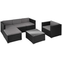RATTANLOUNGE Lignano,variabel aufstellbar,schwarz - Schwarz, Kunststoff - tectake
