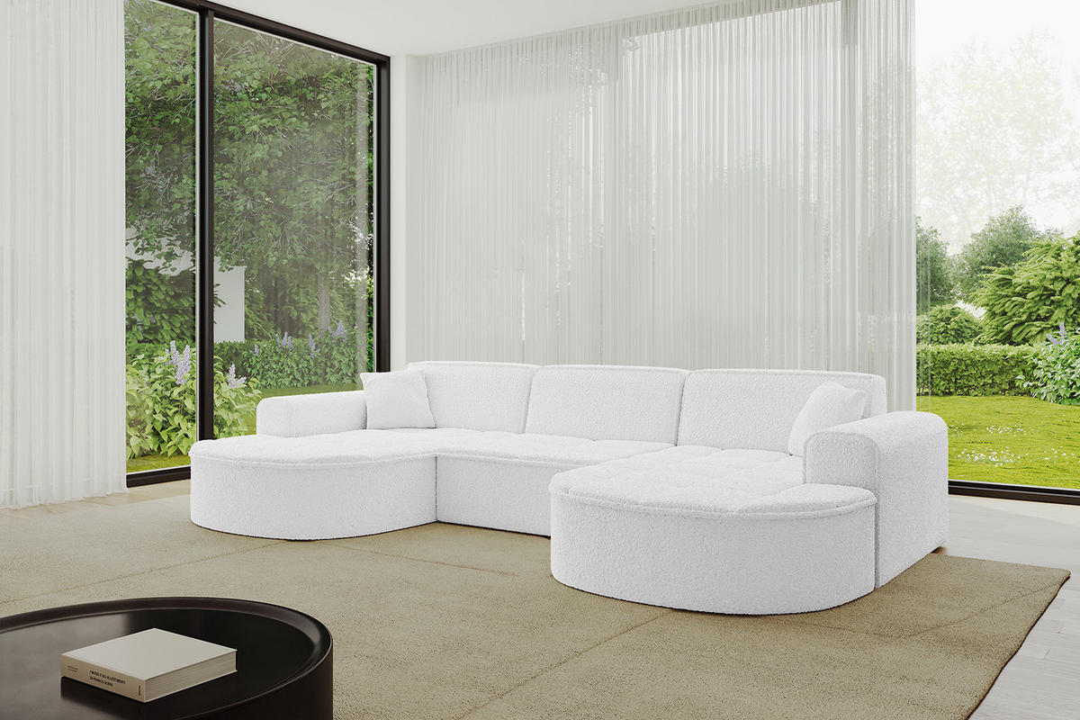 WOHNLANDSCHAFT TARO-U1 - 303x171x79,5 cm Weiß - Weiß, Holzwerkstoff/Textil (303/79.5/171cm) - ALTDECOR