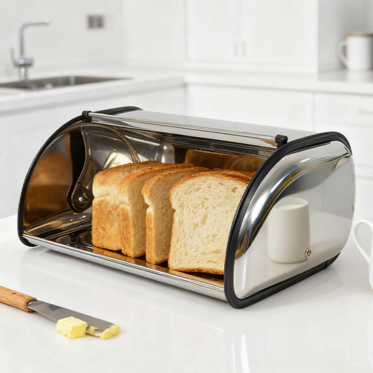 BROTKASTEN 33/23.5/15 cm Weiß - Silberfarben, Metall (23.5/15/33cm) - Authentics