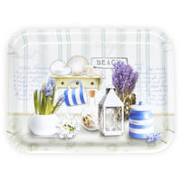 TABLETT Strandoase, rechteckige Melamin Serviertablett 31x23 cm - Blau, Kunststoff (23/2/31cm) - Lashuma