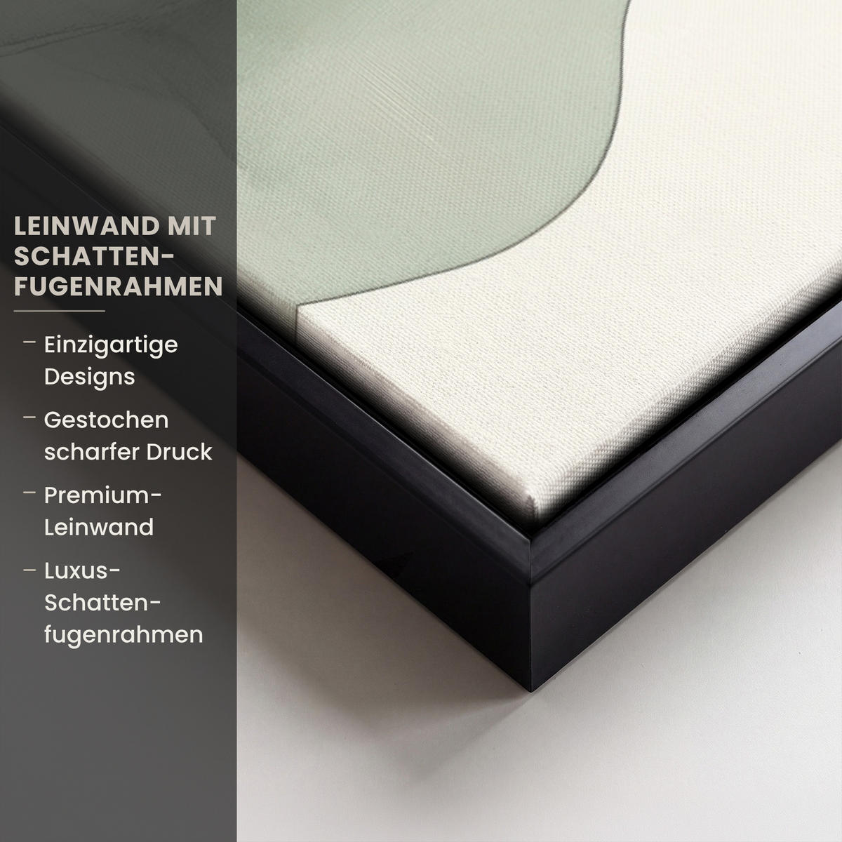 LEINWAND Bilder mit Rahmen - Japandi - Abstrakt - Grün - 40x60 - Salbeigrün, Textil (40/60cm) - MuchoWow